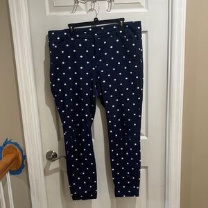 Old Navy Navy Blue Polka Dot Pixie Straight Leg Pants
